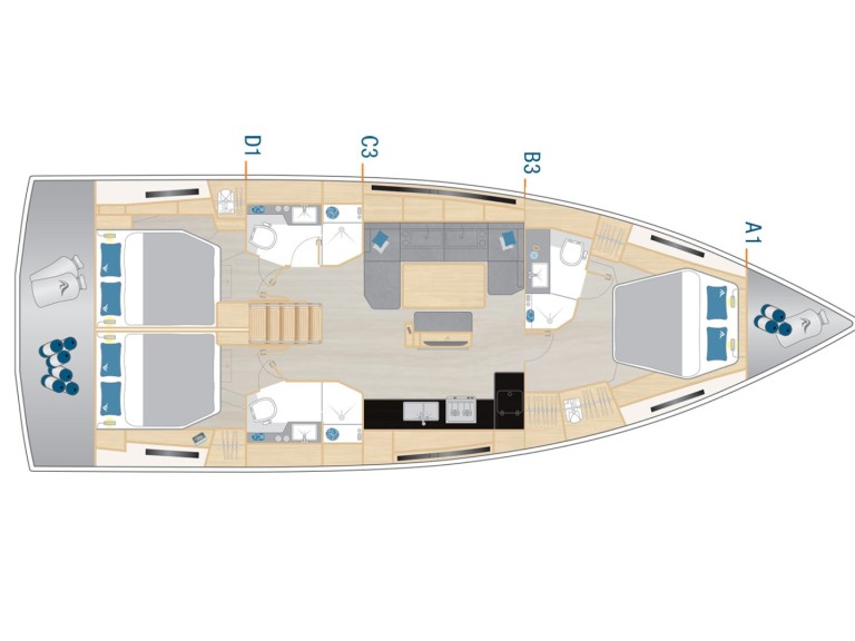 Bareboat Rental Sailboat Hanse with a boat licence