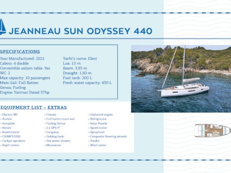 Boat rental Jeanneau Sun Odyssey 440 in Níkiti on Samboat