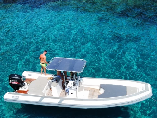 Bareboat Rental RIB Sea Water with a boat licence