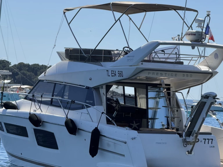 Jeanneau Prestige 350 Fly charter bareboat or captained in  Antibes