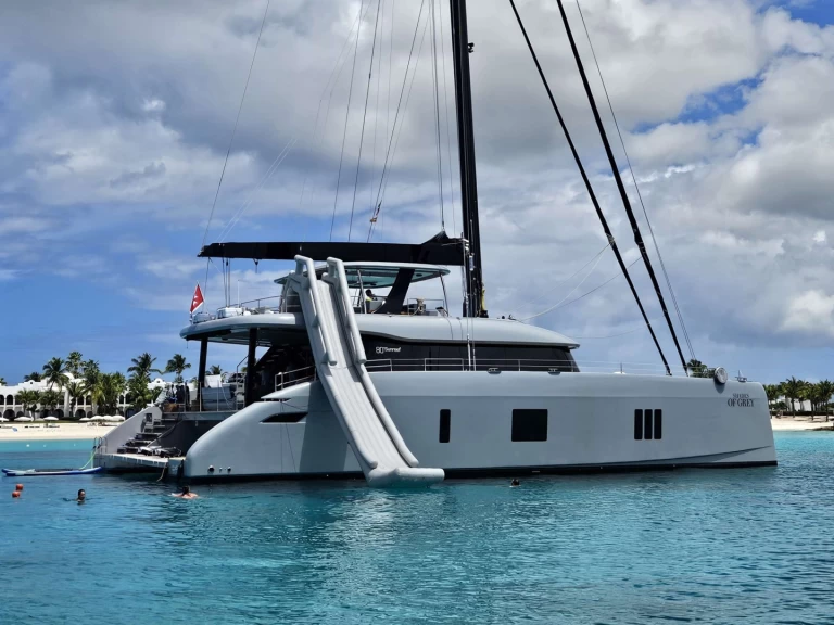Sunreef SHADES OF GREY charter bareboat or captained in  Sardinia