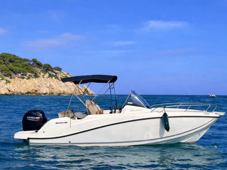 Quicksilver Activ 605 Sundeck charter bareboat or captained in  Mandelieu-la-Napoule