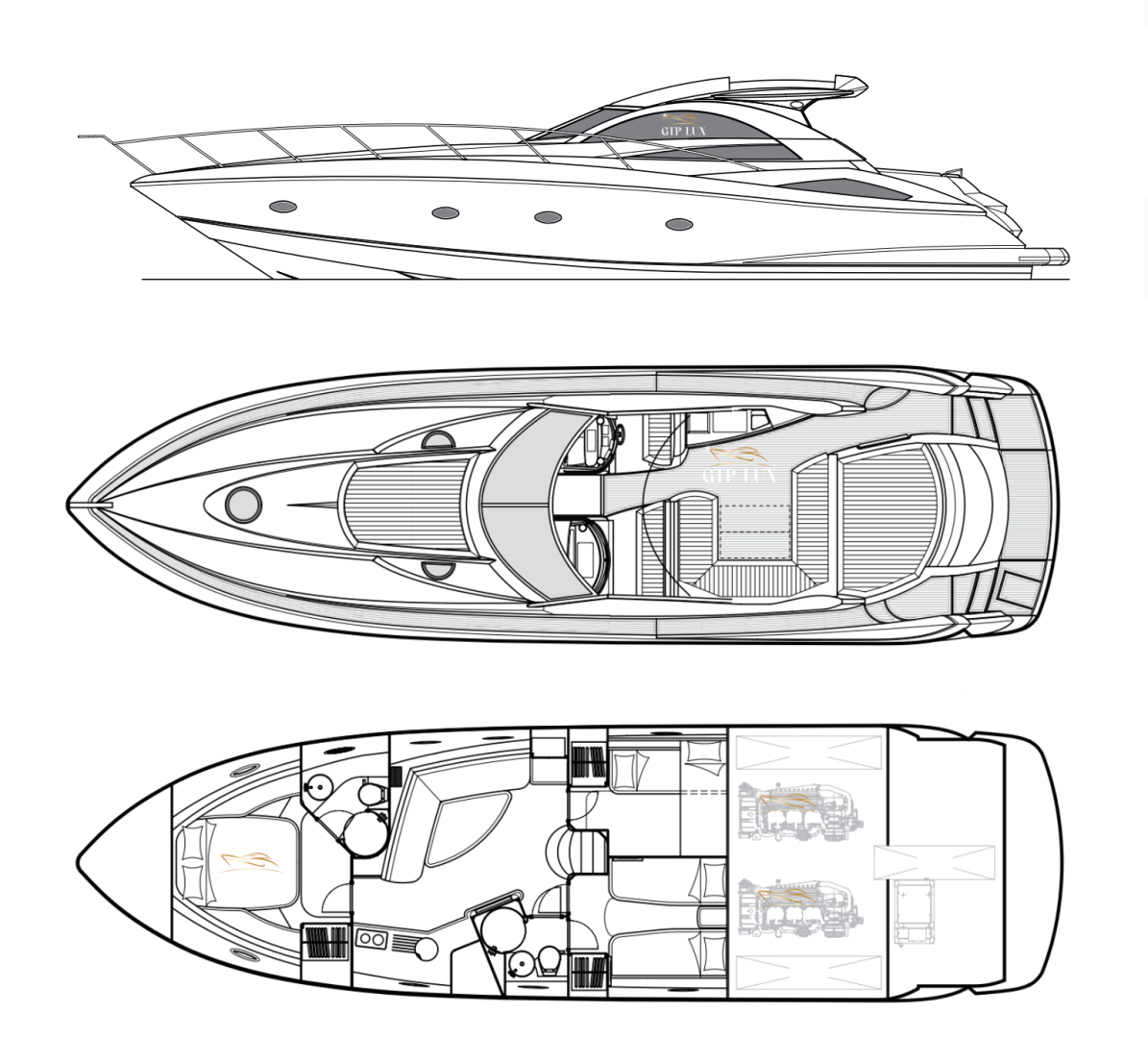 Bareboat Rental Luxury Yacht Sunseeker with a boat licence