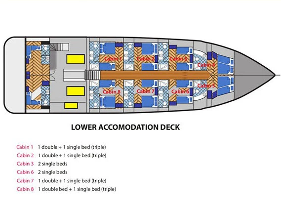 Yacht charter Hulhumale cheap Duke of York - Cabin (triple-1 double + 1 single bed)