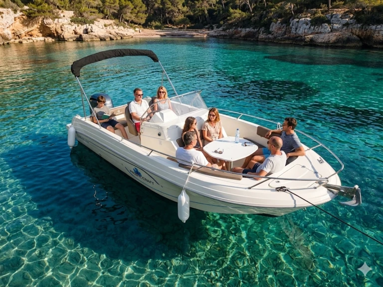 Pacific Craft Q670 'Atlas' (10p/200hp) charter bareboat or captained in  Can Pastilla