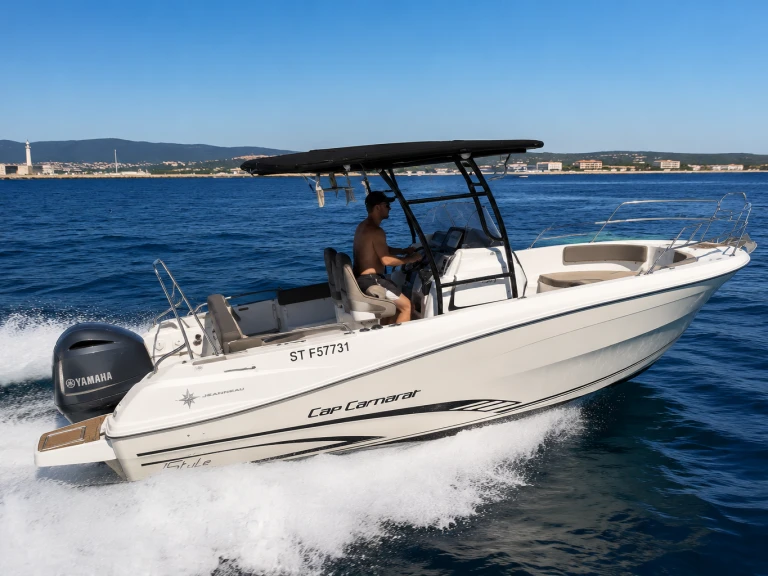 Jeanneau Cap Camarat 7.5 CC Serie 2 charter bareboat or captained in  Carnon-Plage