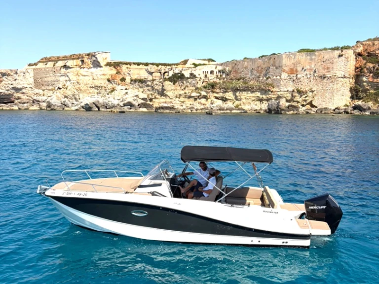 Quicksilver Activ 755 Sundeck charter bareboat or captained in  Mahon Port