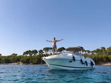 Jeanneau Leader 805 charter bareboat or captained in  Mandelieu-la-Napoule