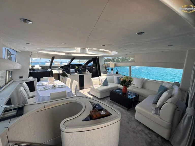 Sunseeker Light Blue charter bareboat or captained in  Poltu Quatu