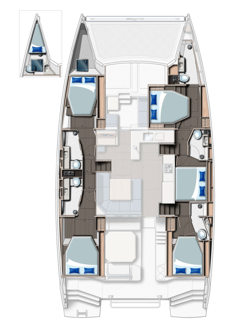 Leopard Catamarans / Robertson & Caine Leopard 50 - 5 + 1 cab charter bareboat or captained in  Procida