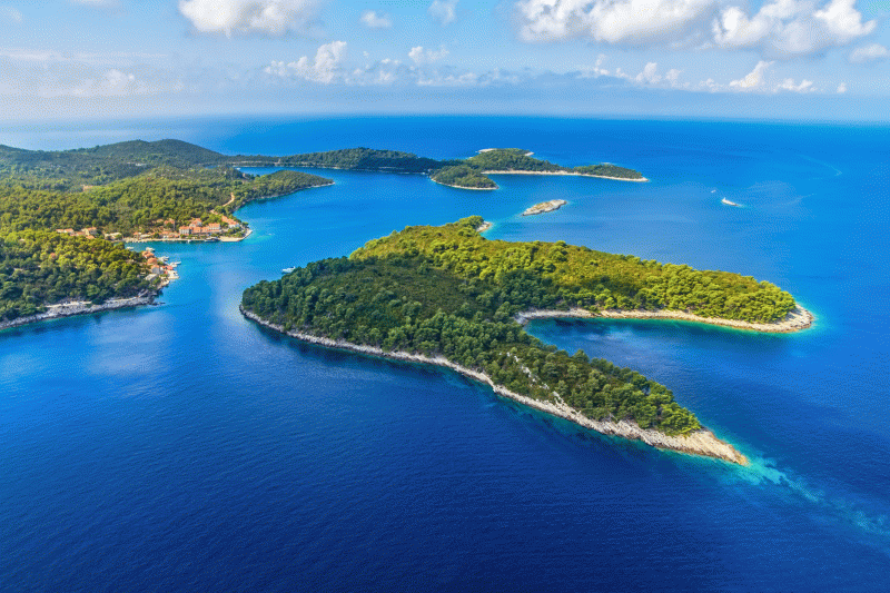 Aerial view of Mljet National Park in Croatia