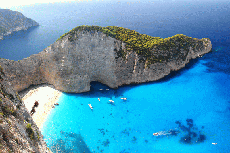 Aerial view of Navagio Beach in Zakynthos